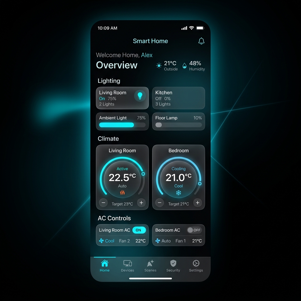 Dashboard Mobile de Automação Residencial
