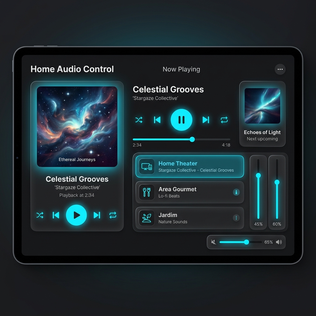 Dashboard Tablet de Sonorização Multiambiente com Spotify